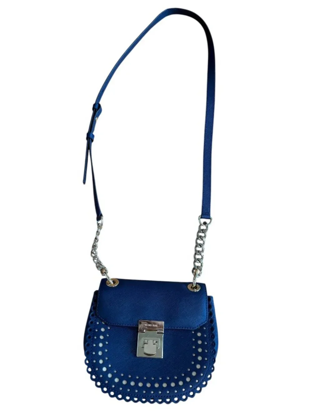Michael Kors Navy Blue Laser-Cut Crossbody Purse